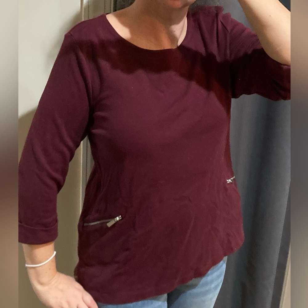 Croft & Barrow size XL 3/4 sleeve top burgundy